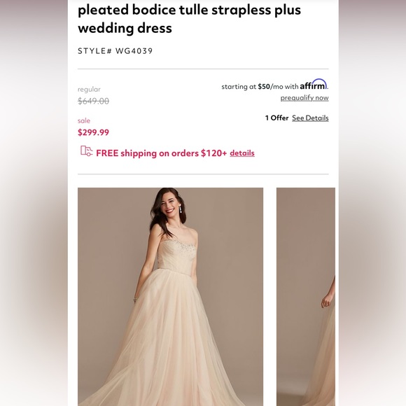 David’s bridal wedding dress size 12- NOT ALTERED NEW WITH TAGS - Picture 7 of 8